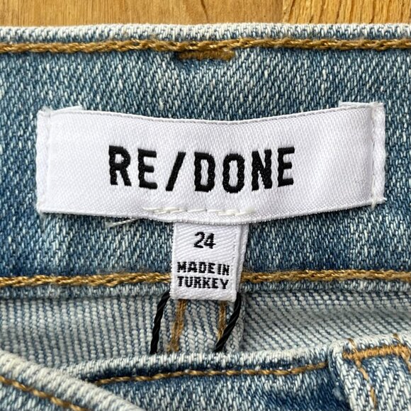 RE/DONE 90s HIGH RISE ANKLE CROP JEANS WOMEN’S sz 24 Button Fly Blue Stretch NWT - Picture 9 of 16